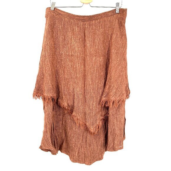 Vintage Dresses & Skirts - Vintage 1960s 1970s Jeffrey Jeffrey fringe boho festival western skirt brown L‎